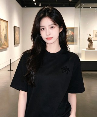 Black Minimalist Short Sleeve T-Shirt view 3
