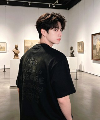 Black Minimalist Short Sleeve T-Shirt view 5