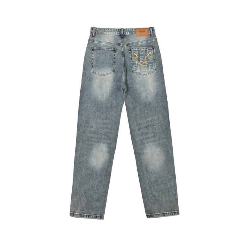 Premium Blue Denim Jeans with Embroidered Pocket Detail view