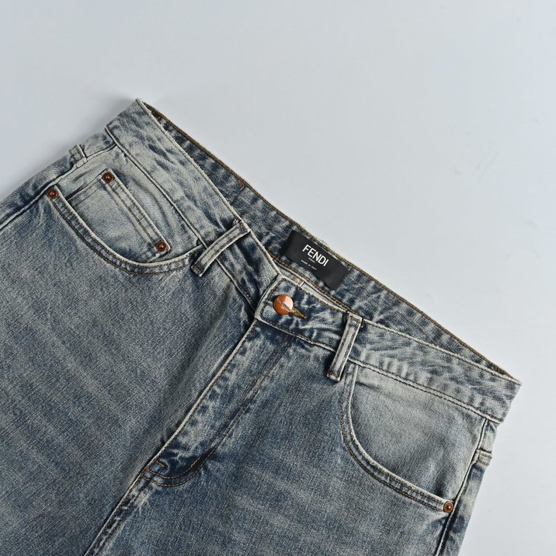 Premium Blue Denim Jeans with Embroidered Pocket Detail view