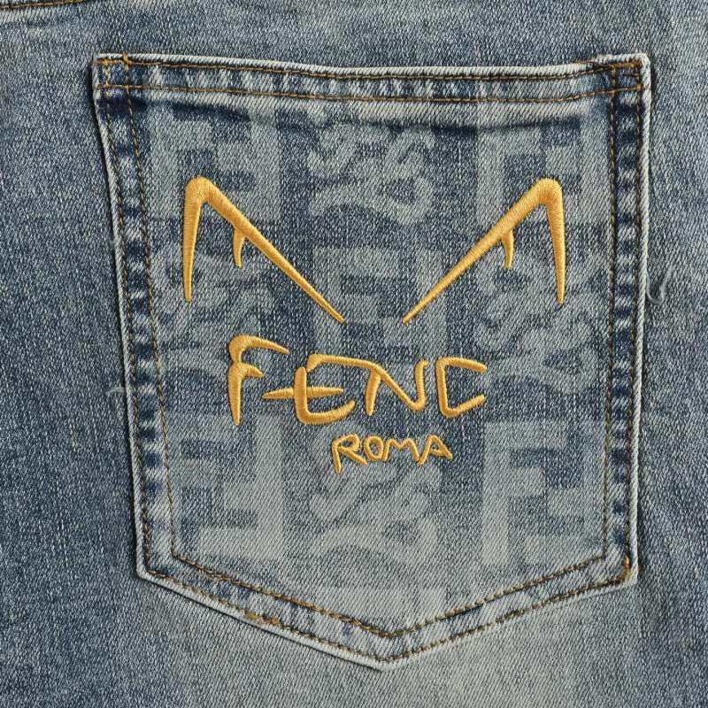 Premium Blue Denim Jeans with Embroidered Pocket Detail view