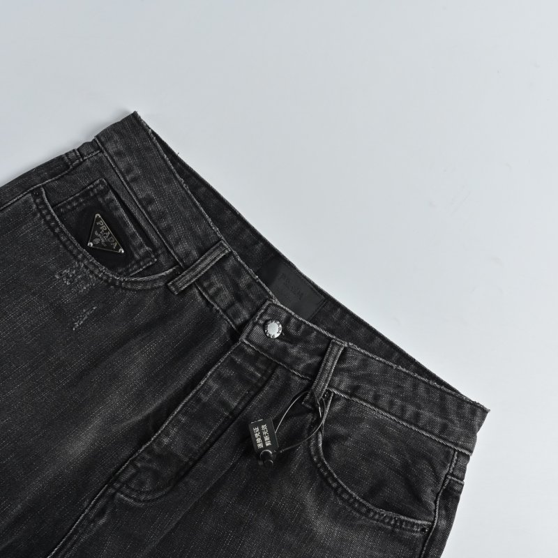 Black Distressed Ripped Knee Denim Jeans view
