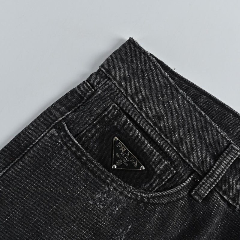 Black Distressed Ripped Knee Denim Jeans view