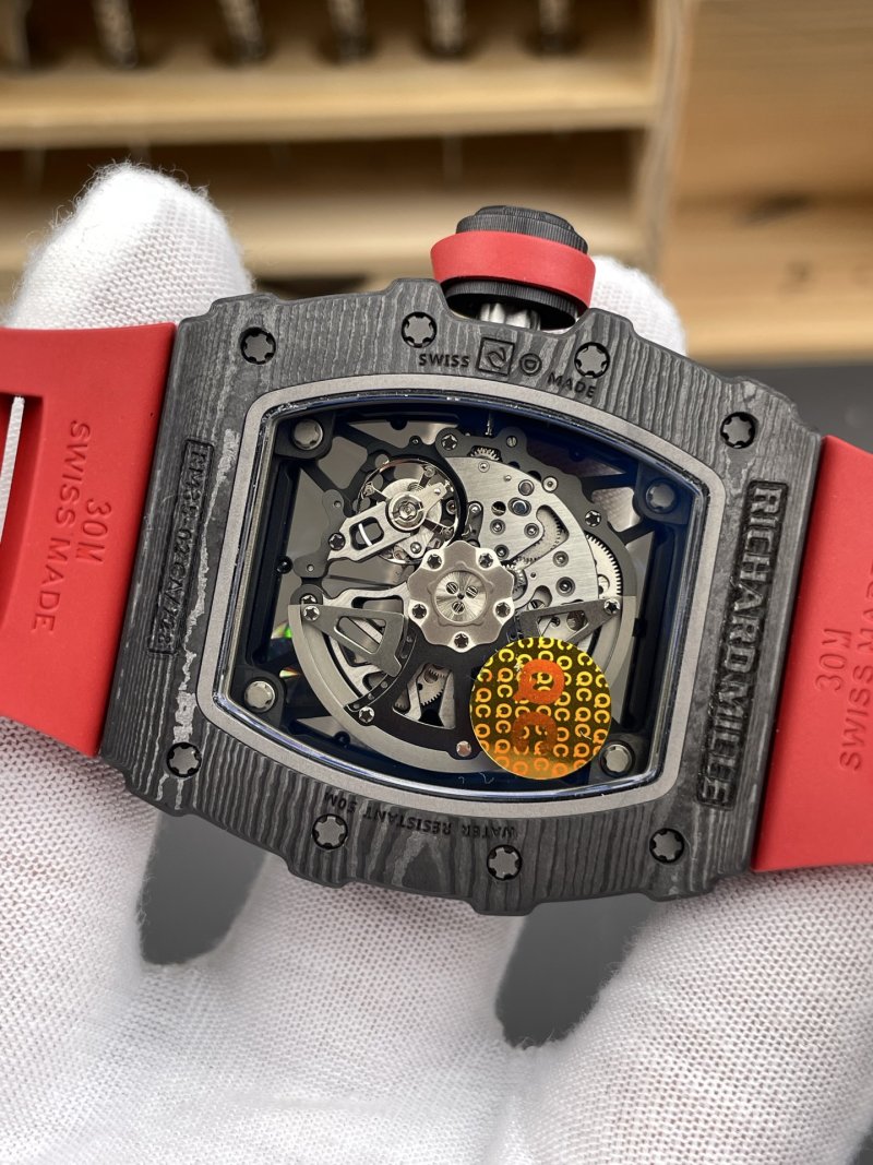 Richard Milles RM35-02 Carbon Fiber Red Accent Skeleton Watch view