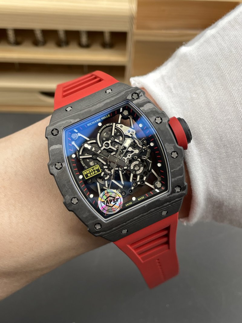 Richard Milles RM35-02 Carbon Fiber Red Accent Skeleton Watch view
