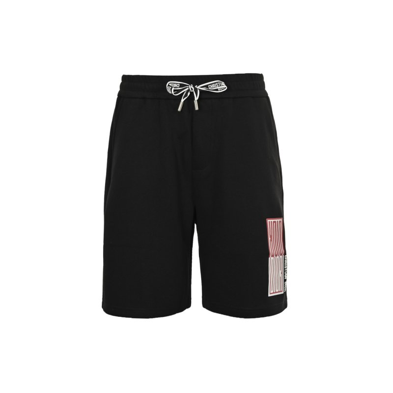 Essentials Black Drawstring Shorts with Red Logo Print view