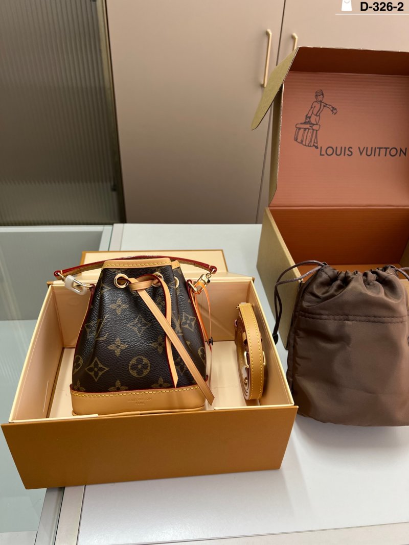Louis Vuitton Monogram Drawstring Bucket Bag - Black & Tan