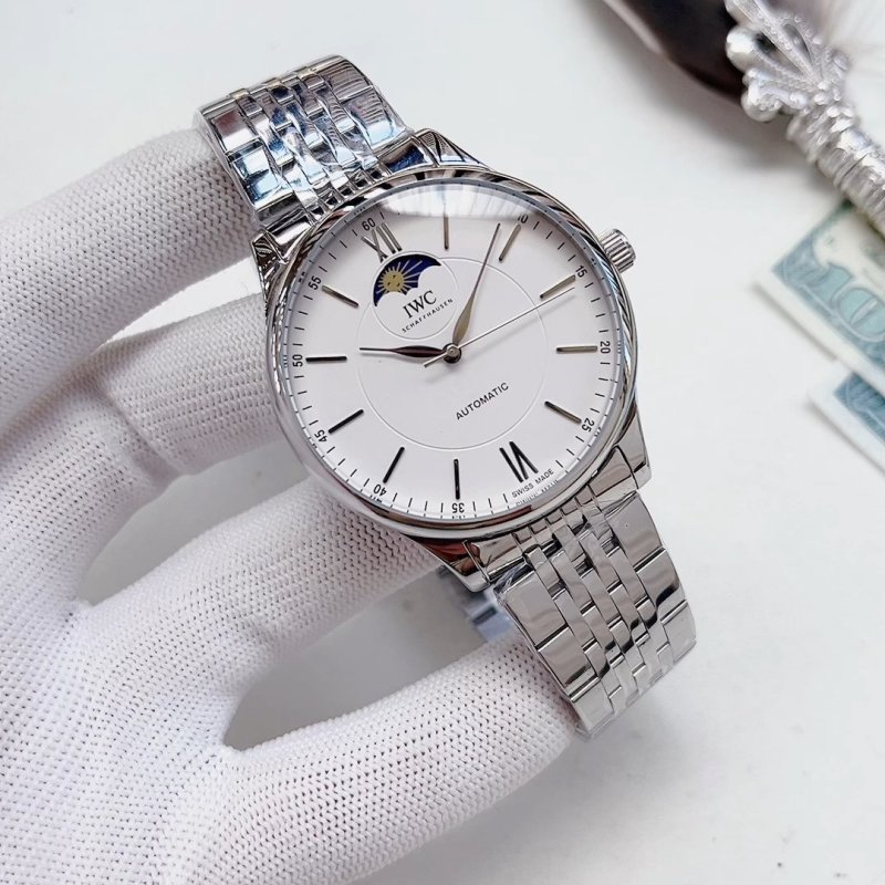 IWC Portofino Automatic Moon Phase Silver Steel Watch 40mm