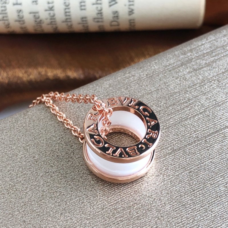 Bvlgari Rose Gold White Ceramic Pendant Necklace view