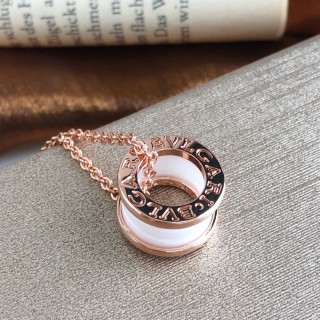 Bvlgari Rose Gold White Ceramic Pendant Necklace view 2