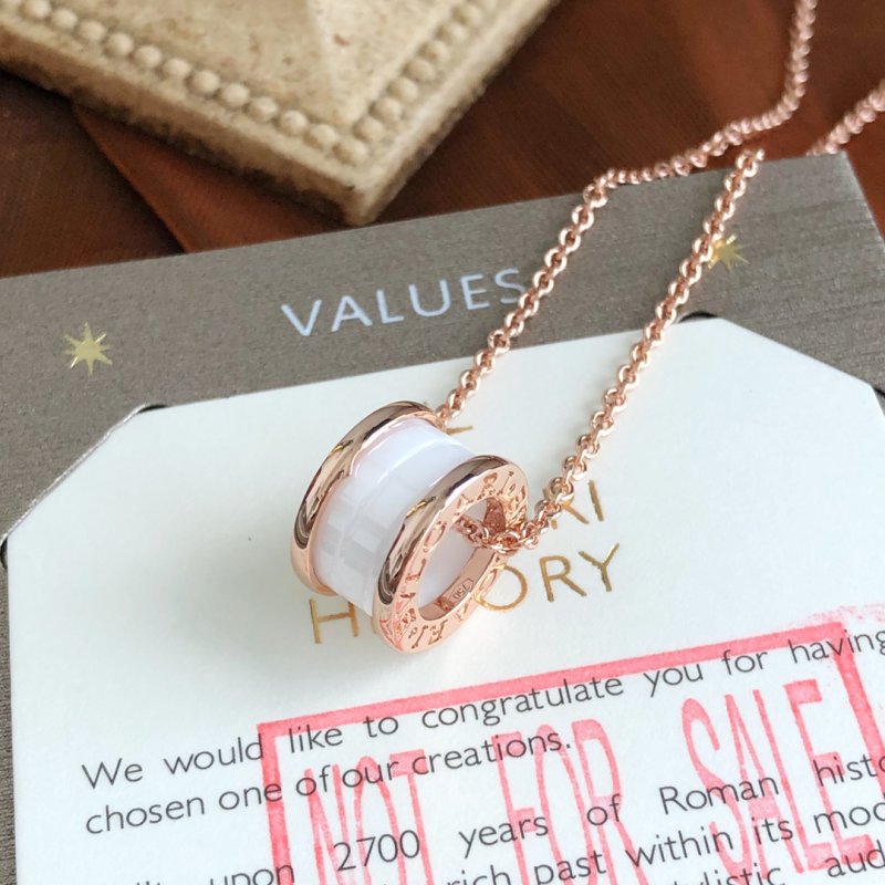 Bvlgari Rose Gold White Ceramic Pendant Necklace view