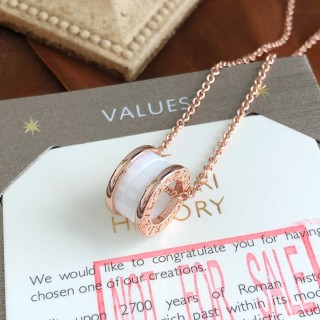 Bvlgari Rose Gold White Ceramic Pendant Necklace view 3