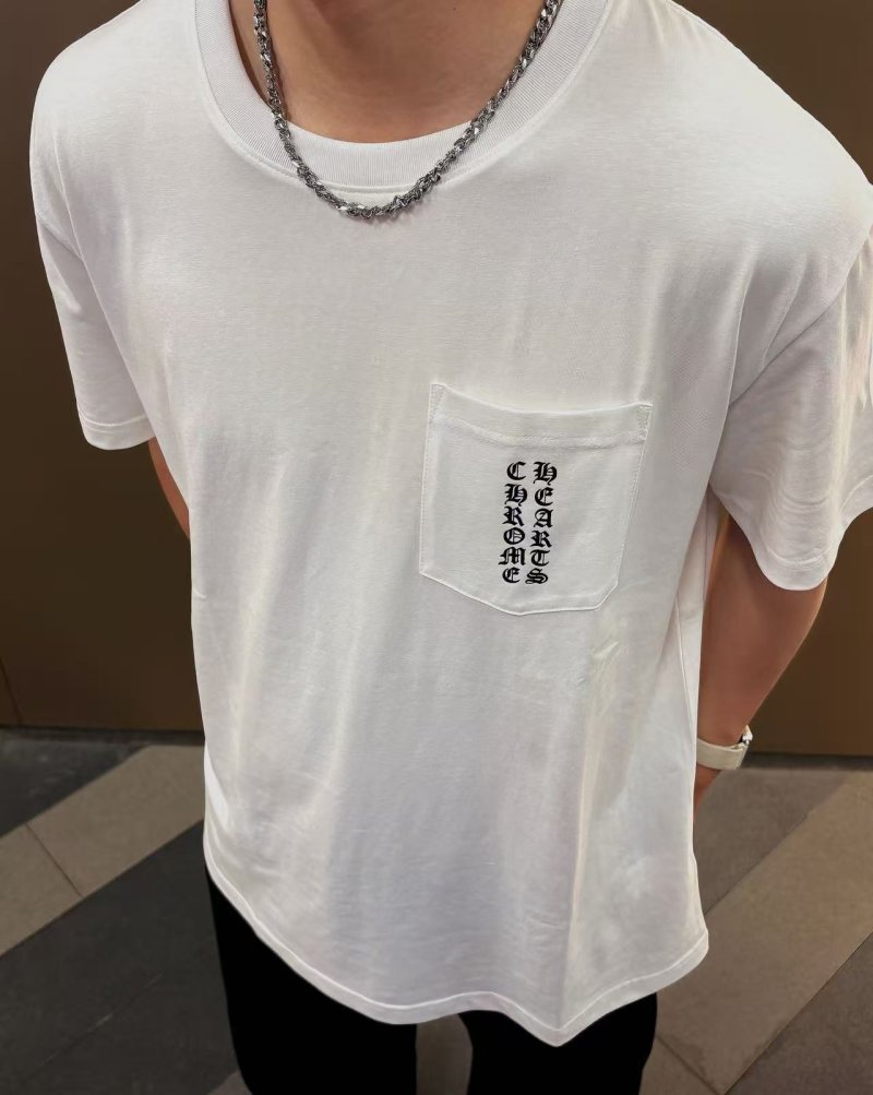 White Pocket Short Sleeve T-Shirt with Text Print view