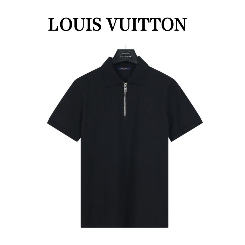 Black Half-Zip Polo Short Sleeve Shirt