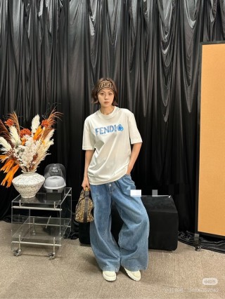 Fendi Blue Logo White T-Shirt view 4