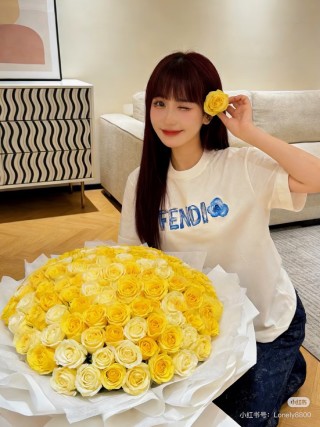 Fendi Blue Logo White T-Shirt view 6