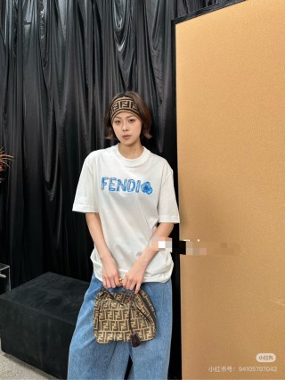 Fendi Blue Logo White T-Shirt view 8