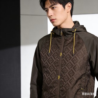 Fendi Monogram Windbreaker Jacket Brown view 5