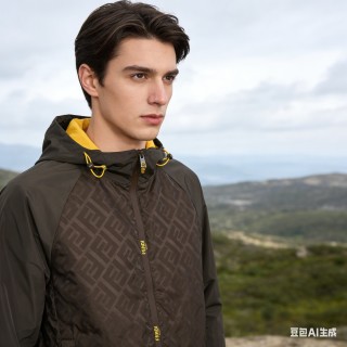Fendi Monogram Windbreaker Jacket Brown view 7