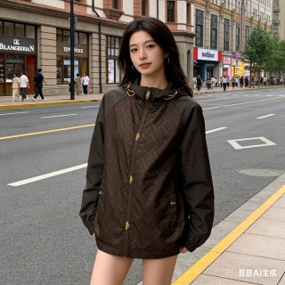Fendi Monogram Windbreaker Jacket Brown view 8