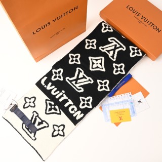 Louis Vuitton LV Monogram Black & White Wool Scarf