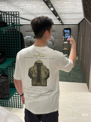 Stone Island White Graphic T-Shirt Formula Steel Autumn Winter