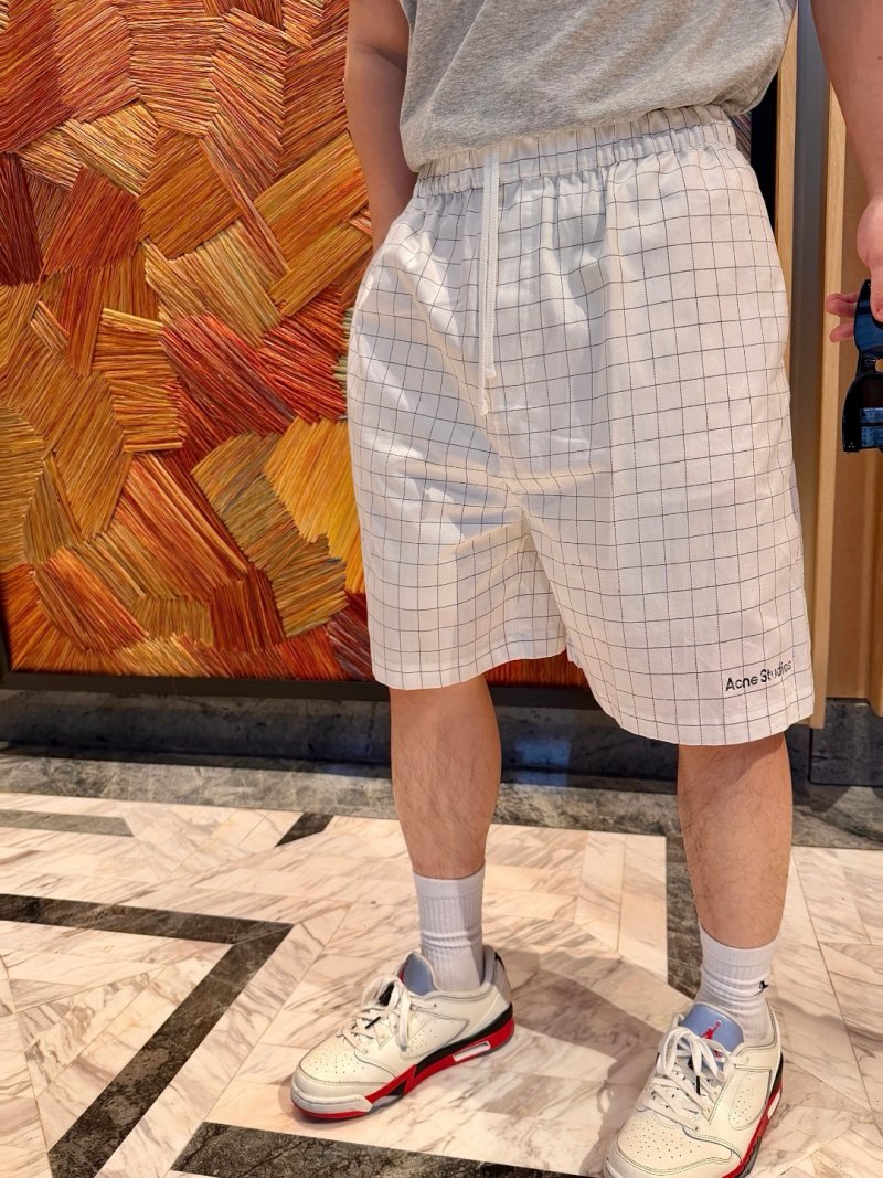 Acne Studios White Grid Check Shorts