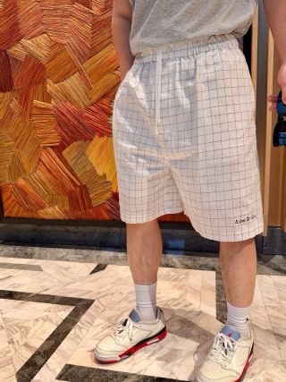 Acne Studios White Grid Check Shorts