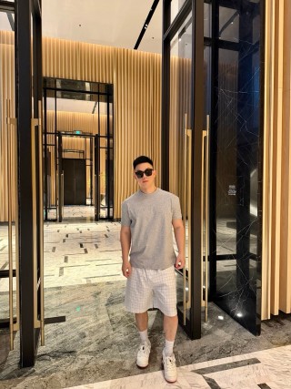 Acne Studios White Grid Check Shorts view 4