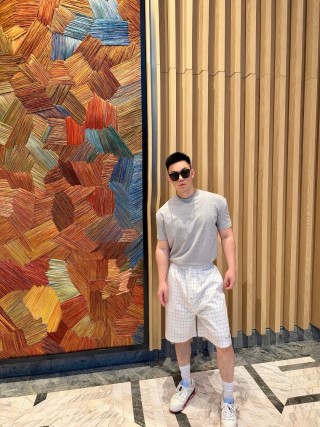 Acne Studios White Grid Check Shorts view 6