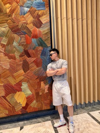 Acne Studios White Grid Check Shorts view 7