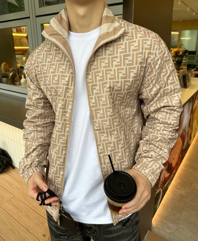 Fendi Monogram Windbreaker Jacket Beige