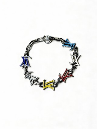 Louis Vuitton LV Monogram Charm Silver Chain Bracelet