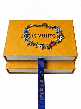 Louis Vuitton LV Monogram Charm Silver Chain Bracelet view 3