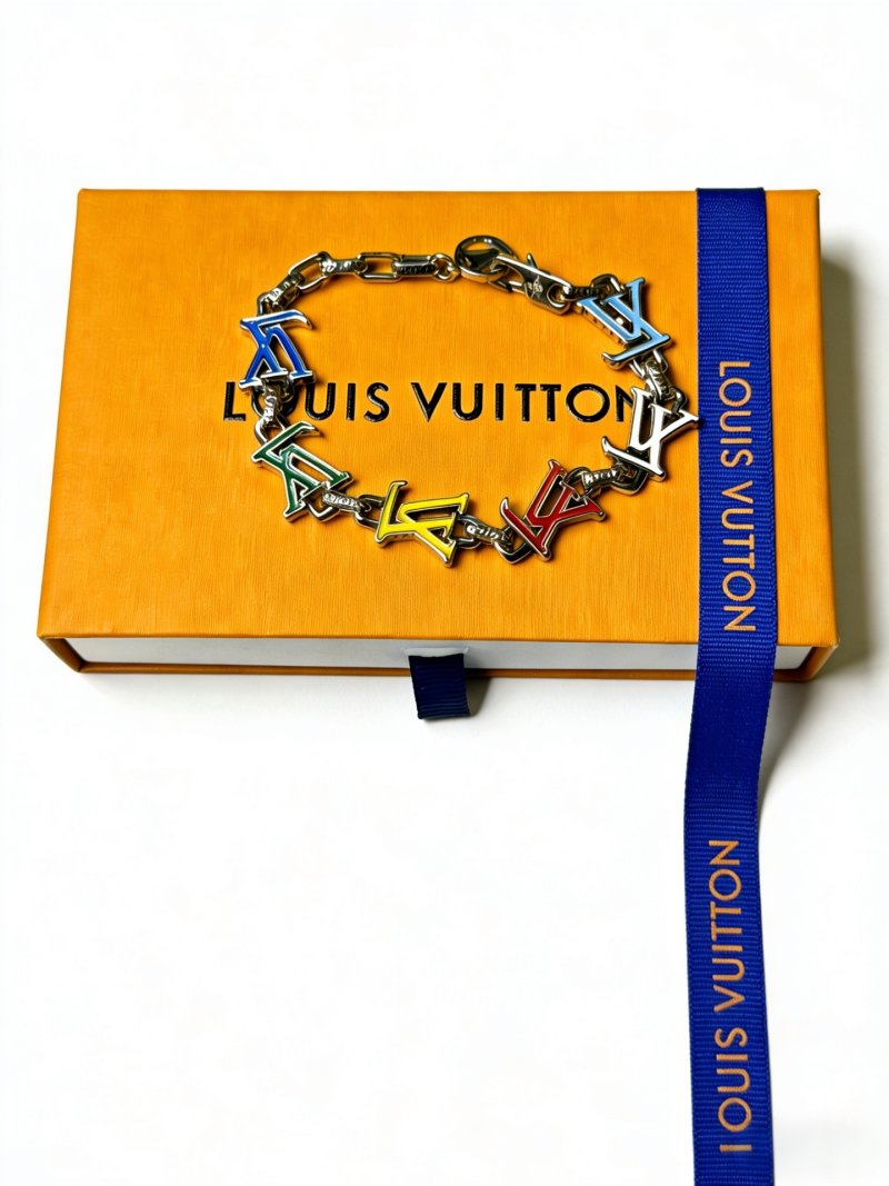 Louis Vuitton LV Monogram Charm Silver Chain Bracelet view