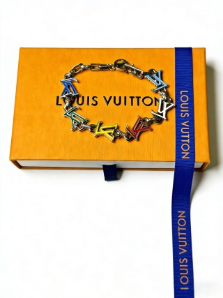 Louis Vuitton LV Monogram Charm Silver Chain Bracelet view 5