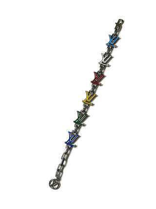 Louis Vuitton LV Monogram Charm Silver Chain Bracelet view 8