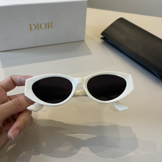 Dior Oval Frame Sunglasses - White/Black view 7