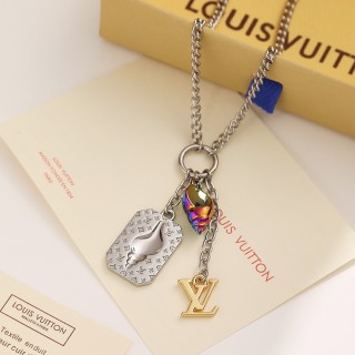 LV Shell Monogram Pendant Necklace Silver view 2