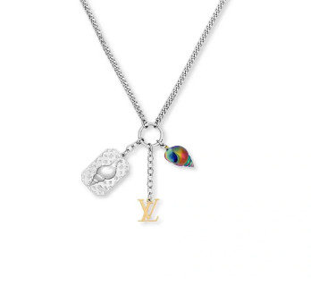 LV Shell Monogram Pendant Necklace Silver view 4