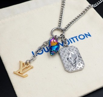 LV Shell Monogram Pendant Necklace Silver view 7