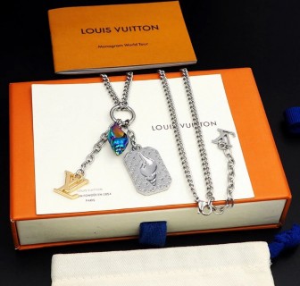LV Shell Monogram Pendant Necklace Silver view 8