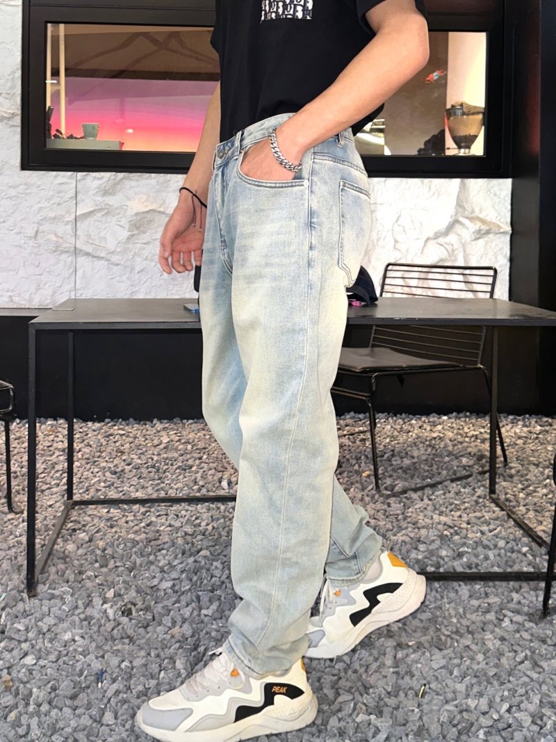 Light Wash Straight Leg Denim Jeans