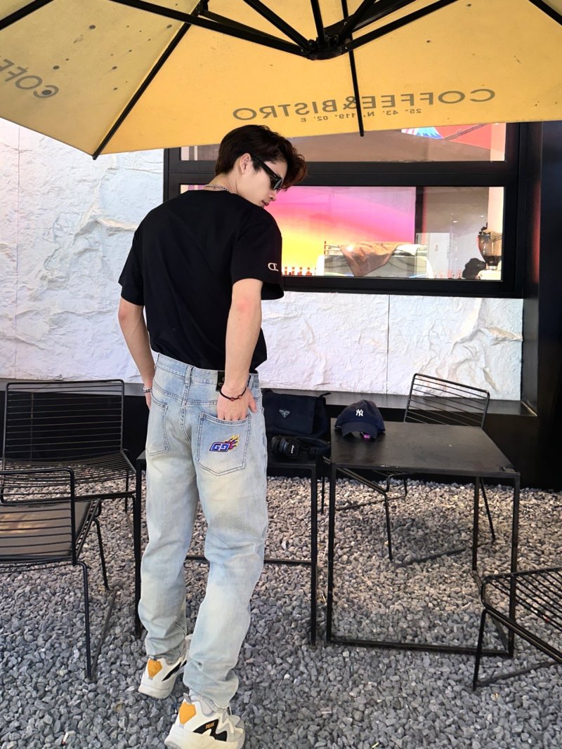 Light Wash Straight Leg Denim Jeans view