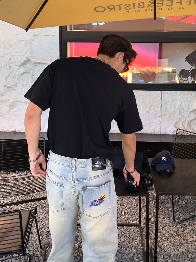 Light Wash Straight Leg Denim Jeans view
