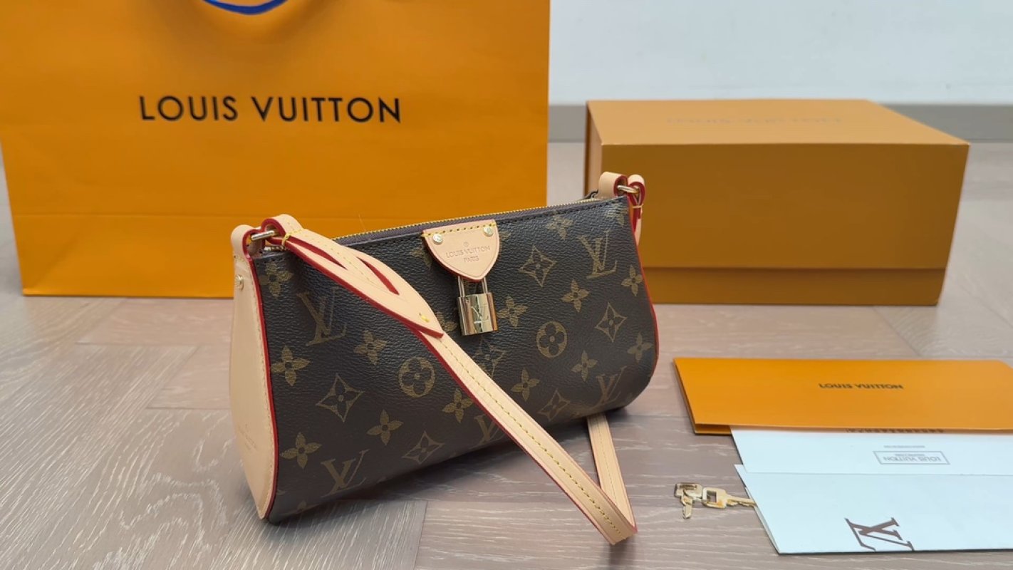 Louis Vuitton Monogram Canvas Shoulder Bag with Leather Trim