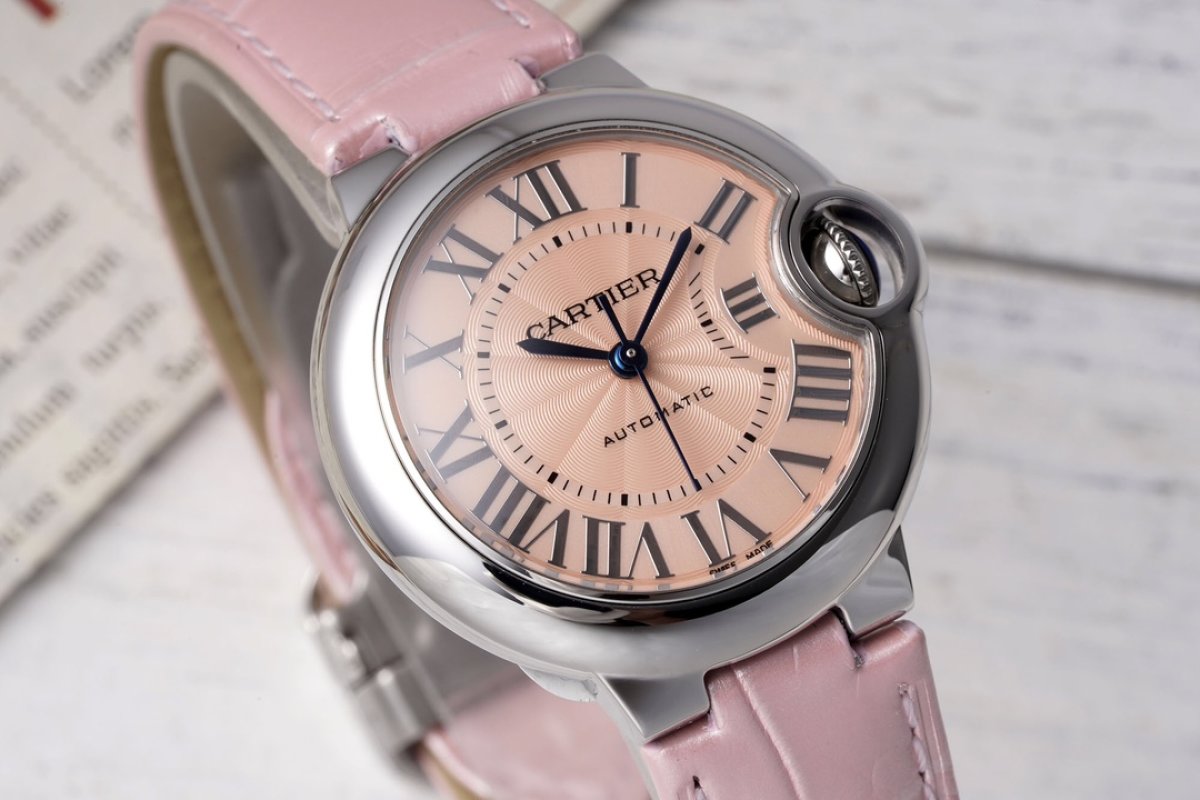 Cartier Ballon Bleu 33mm Pink Leather Automatic Watch view