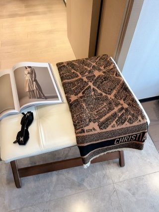 Dior ZP166 Twill Square Scarf – Grey & Cream view 8