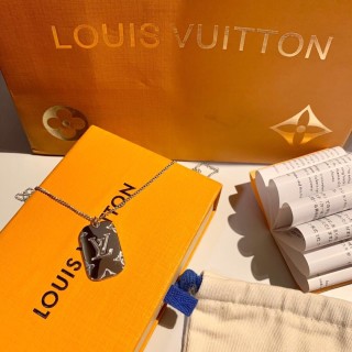 Louis Vuitton LV Monogram Pendant Silver Chain Necklace view 2