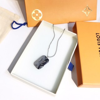 Louis Vuitton LV Monogram Pendant Silver Chain Necklace view 5